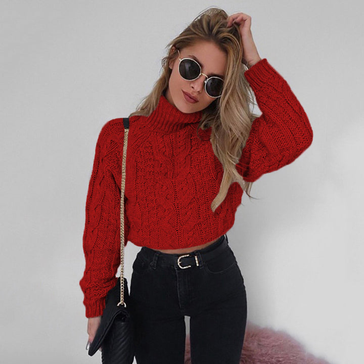 Womens Short Turtleneck Sweater Image 3