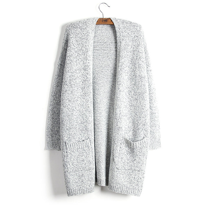 Womens Mid-length Large Pocket Knitted Cardigan Image 3