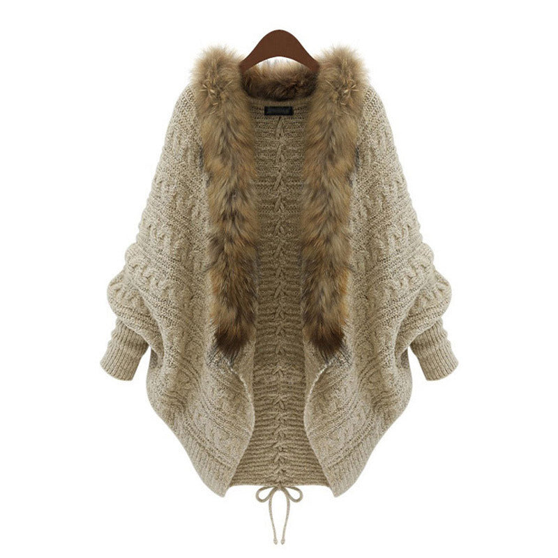 Womens faux Collar Bat Sleeve Knit Cardigan Image 2