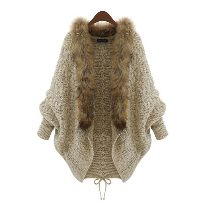 Womens faux Collar Bat Sleeve Knit Cardigan Image 2