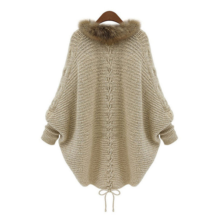 Womens faux Collar Bat Sleeve Knit Cardigan Image 3