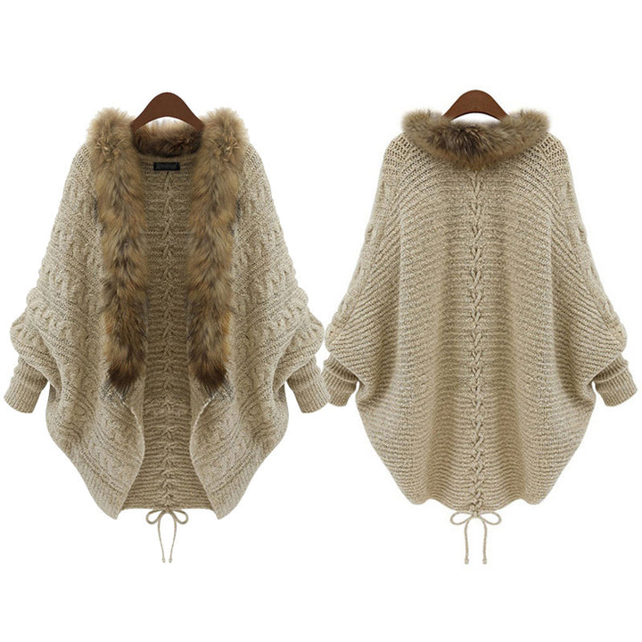 Womens faux Collar Bat Sleeve Knit Cardigan Image 4