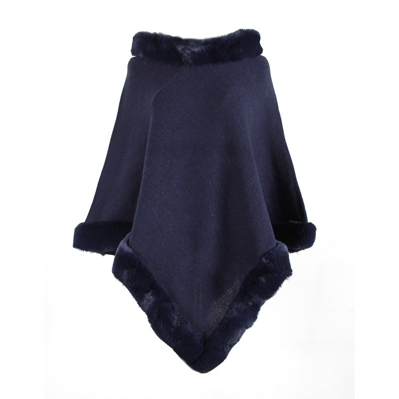 Cloak Shawl Frayed Round Neck Jumper Lady Image 2