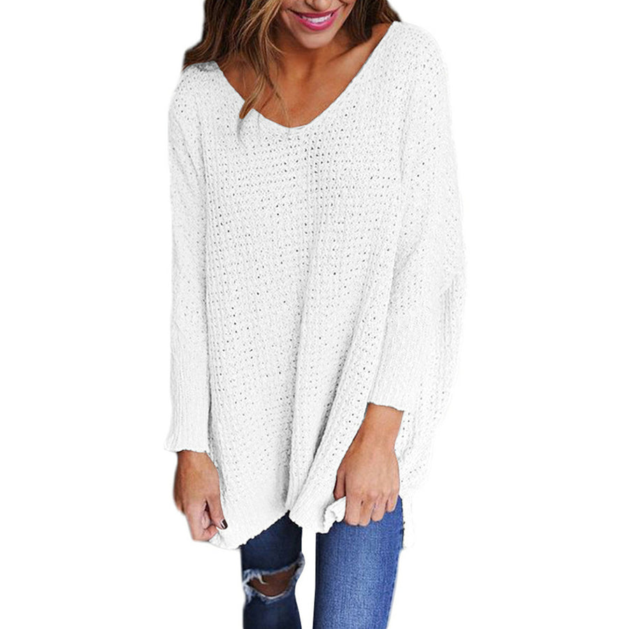 Womens V-neck Knitted Sweater Image 1