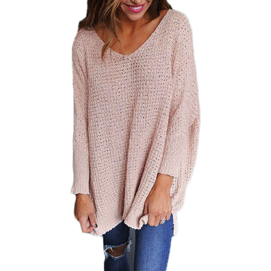 Womens V-neck Knitted Sweater Image 3