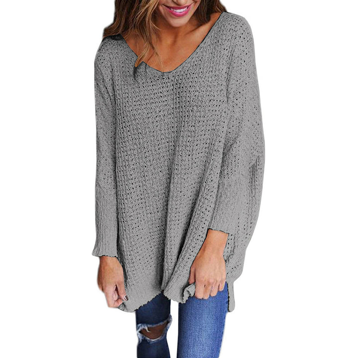 Womens V-neck Knitted Sweater Image 4