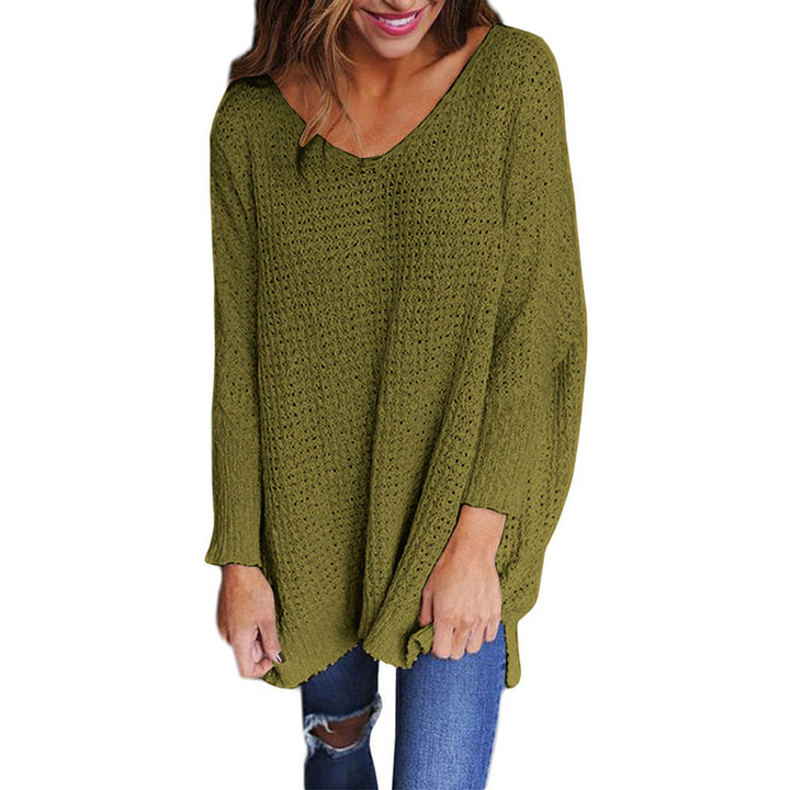 Womens V-neck Knitted Sweater Image 1