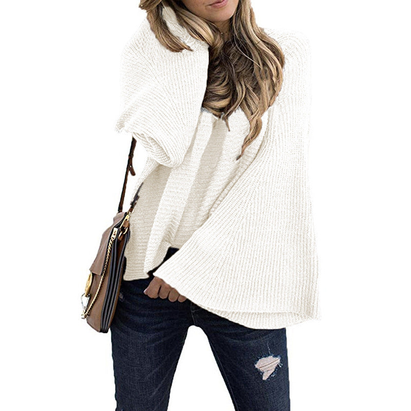 Womens Bell Sleeve Fashion Knitted Sweater Image 1