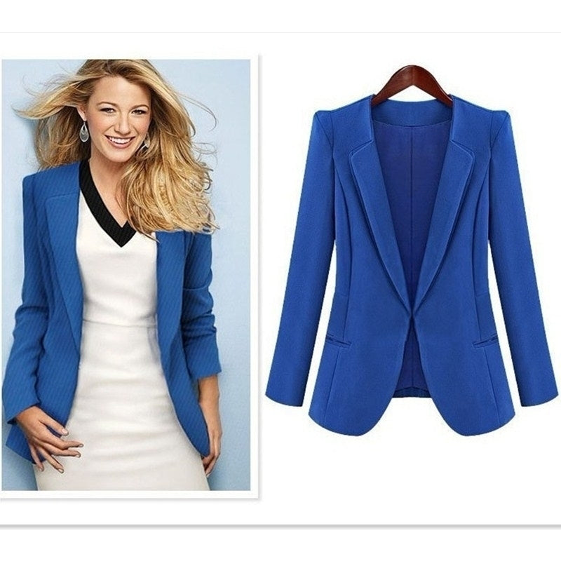 Womens Slim Fit Black And Blue Small Suit Jacket Image 1