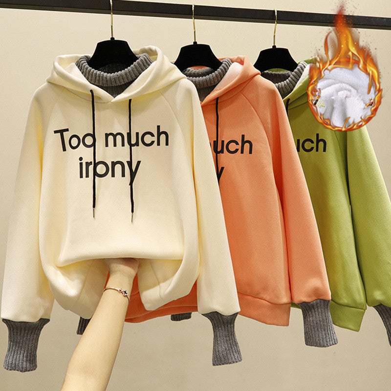 Womens Loose Pullover Fake Two Sweatshirts Image 1