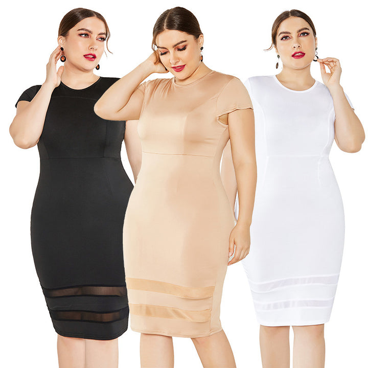Womens Plus Size Mesh Stitching Dress Image 1