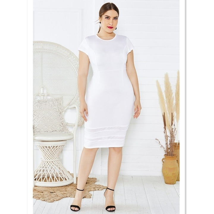 Womens Plus Size Mesh Stitching Dress Image 3