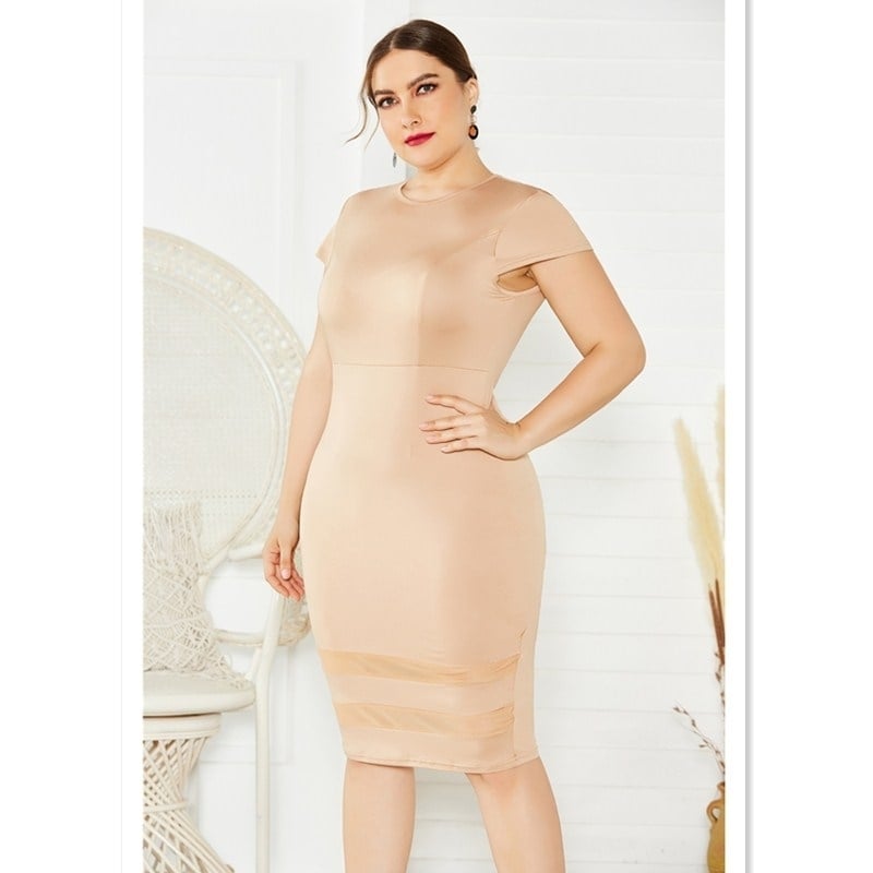 Womens Plus Size Mesh Stitching Dress Image 1