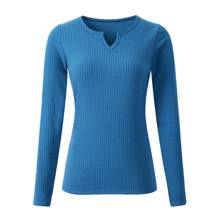 Womens Spring Undershirt V-neck Long Sleeve Sweater Image 4