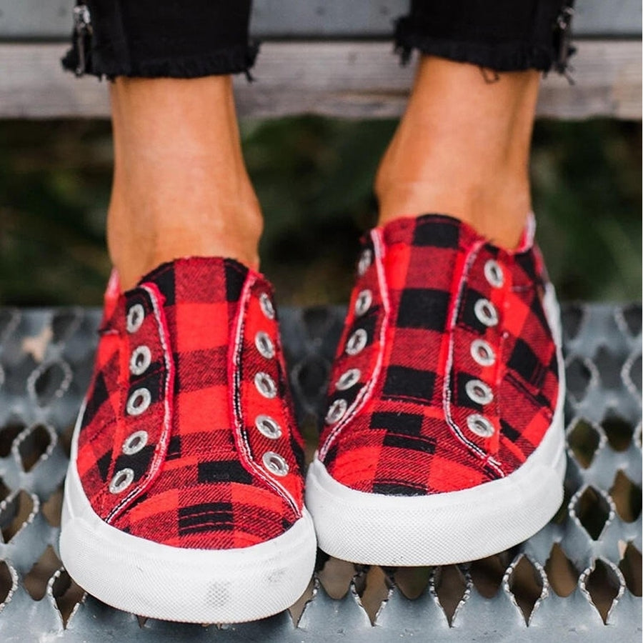 Plaid Sneaker Slides Image 1