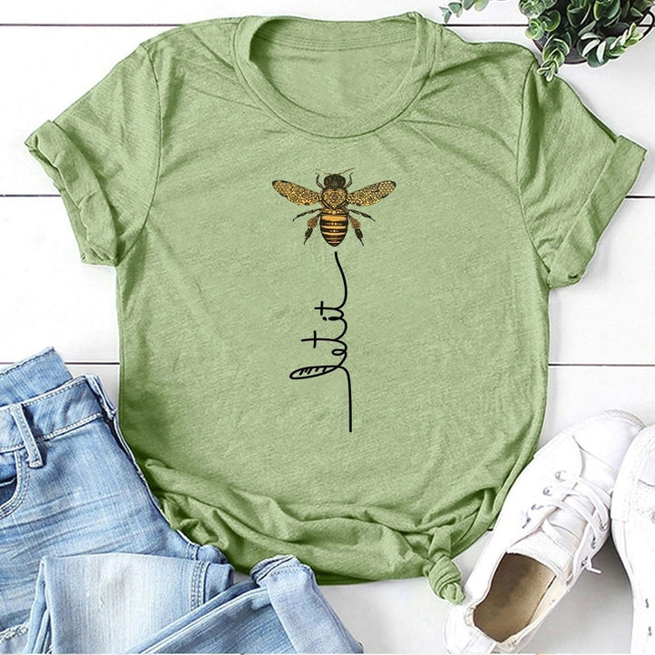 Women Bee Kind T-shirt Aesthetics Graphic Short Sleeve Cotton Polyester T Shirts Female Image 1