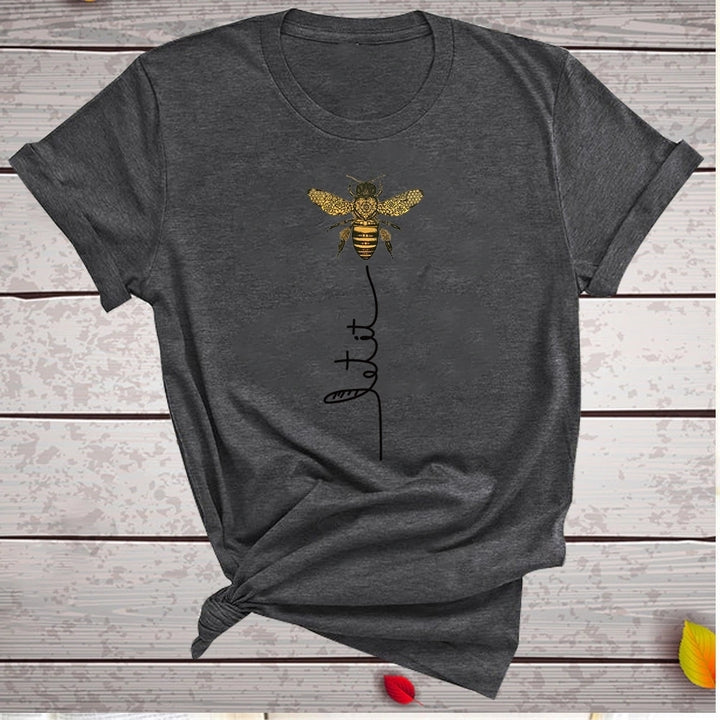 Women Bee Kind T-shirt Aesthetics Graphic Short Sleeve Cotton Polyester T Shirts Female Image 3