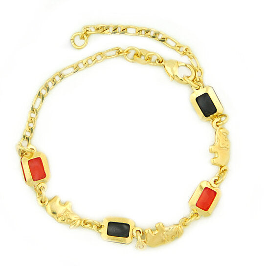 14k Gold Filled  link Azabache Bracelet 7.5" Image 1
