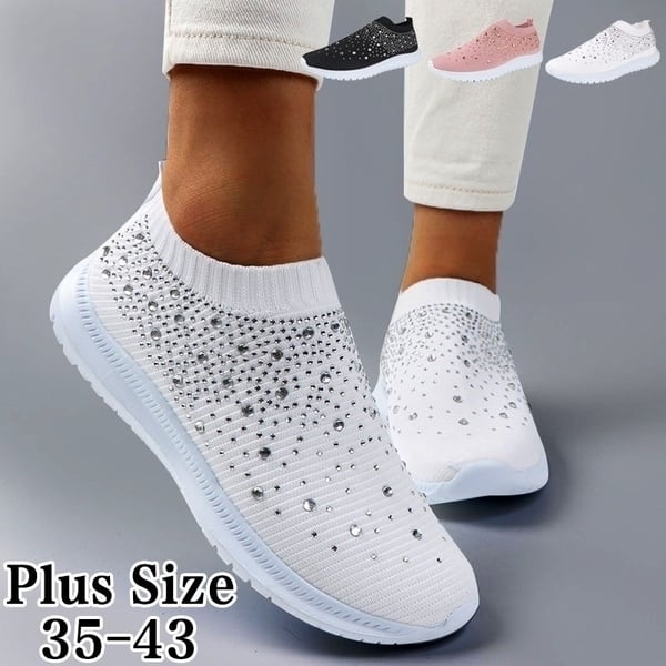 Women Shoes Rhinestone Sneakers Slip On Shoes Casual Image 1