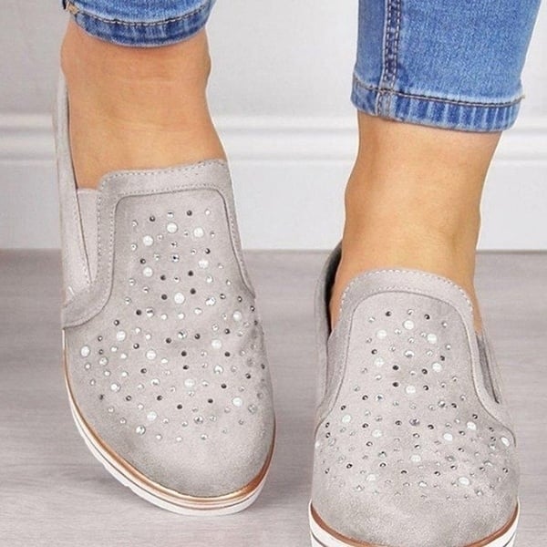 Womens Fashion Wedges Shoes Slip-on Loafers Diamond Platform Shoes Image 3