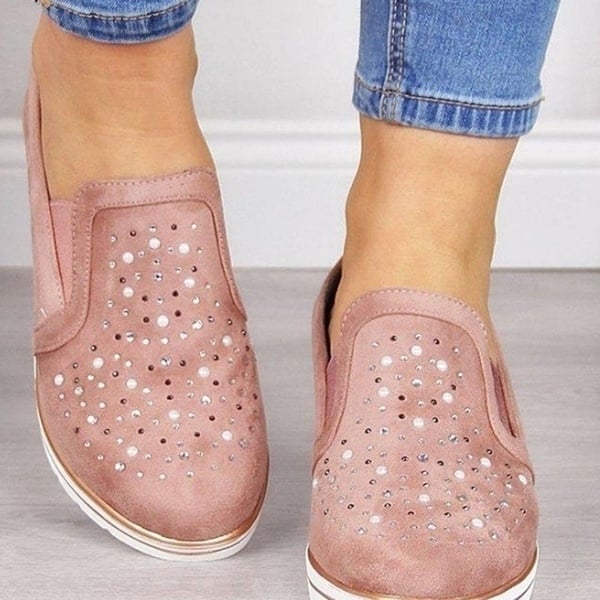 Womens Fashion Wedges Shoes Slip-on Loafers Diamond Platform Shoes Image 1