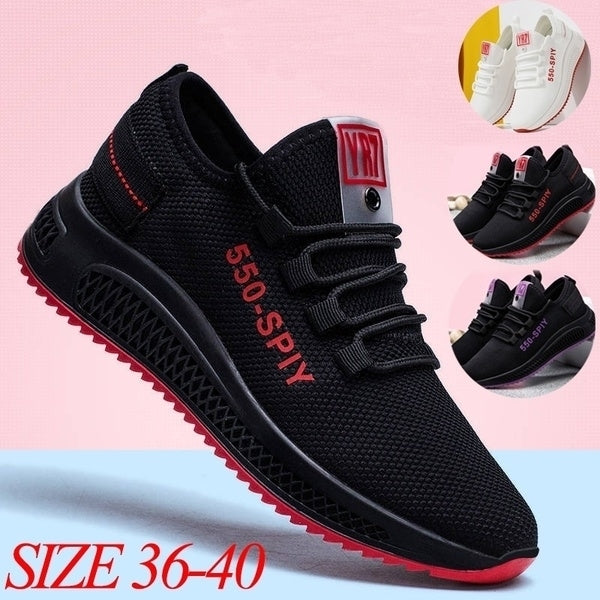 Womens Fashion Sports Running Shoes Flat Shoes Breathable Mesh Shoes Image 1