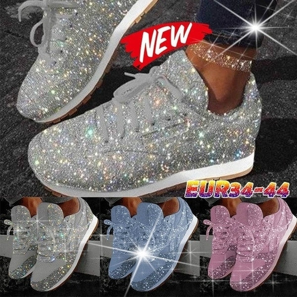 Women Muffin Rhinestone Crystal Platform Sneakers Image 1