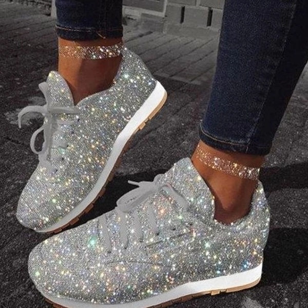 Women Muffin Rhinestone Crystal Platform Sneakers Image 2