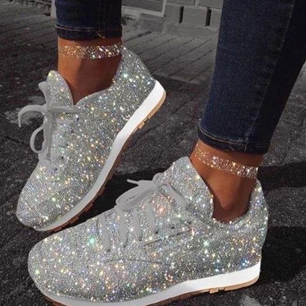 Women Muffin Rhinestone Crystal Platform Sneakers Image 1