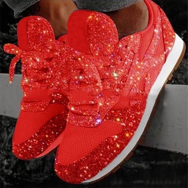 Women Muffin Rhinestone Crystal Platform Sneakers Image 1