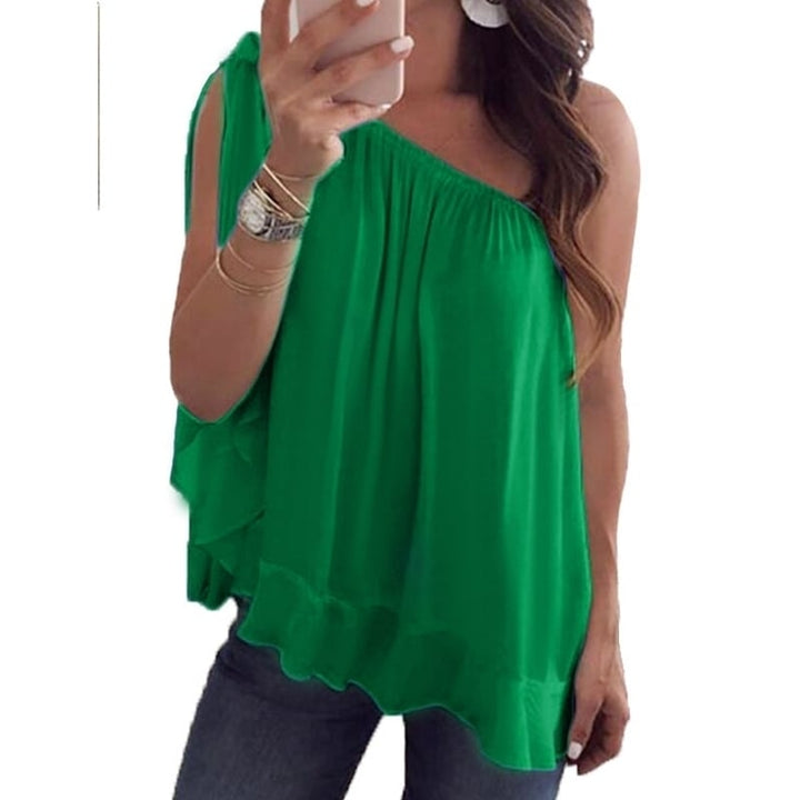Womens Chiffon Shirt Sleeveless Loose Tops T Shirt Plus Size S-5XL Image 1