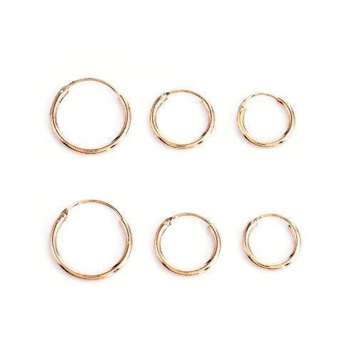 Endless Round Unisex Hoop Earrings (3 Pairs) 18k Yellow Gold Filled High Polish Finsh Image 1