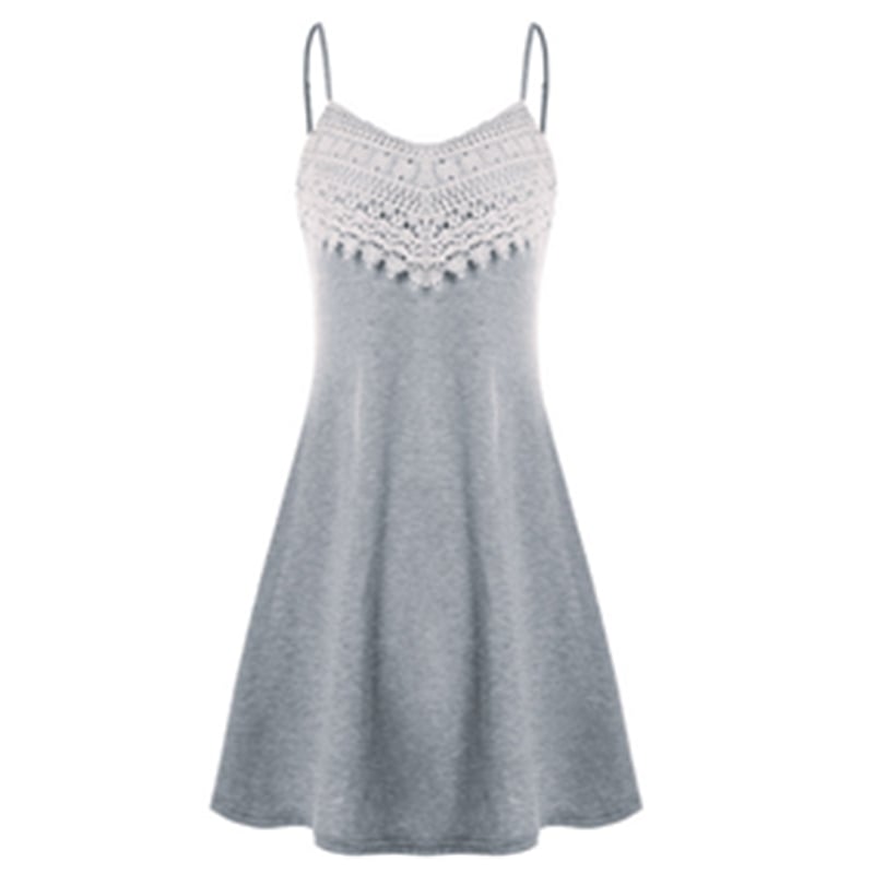 Women Crochet Lace Backless Mini Slip Dress Image 1