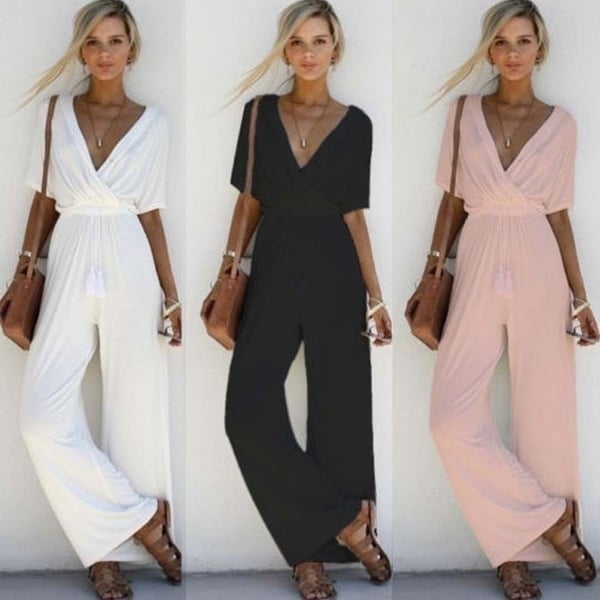 Womens Casual Sleeveless Romper Jumpsuit Club Bodysuit Long Pants Beachwear Image 1