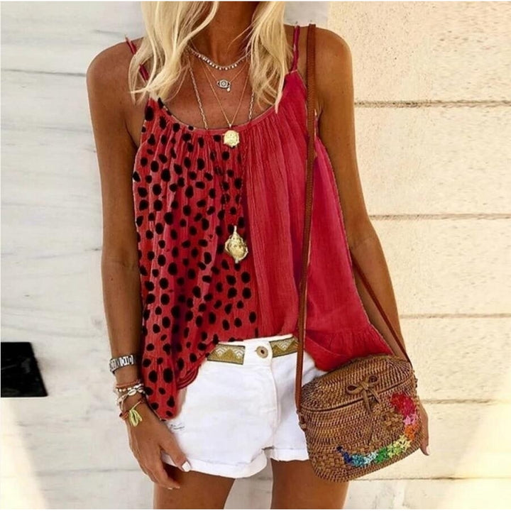 Plus Size Womens Fashion Loose Casual V Neck Wave Floral Vest Image 4