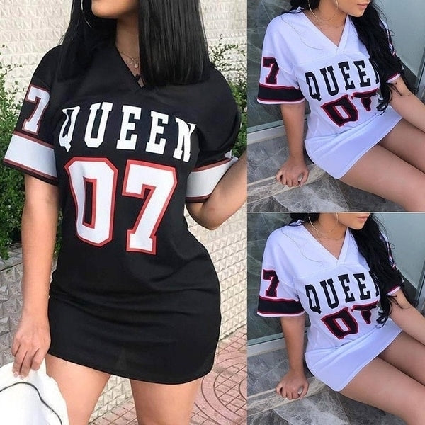 Womens Fashion Sexy V Neck Queen Printed Package Hip Dress Image 1