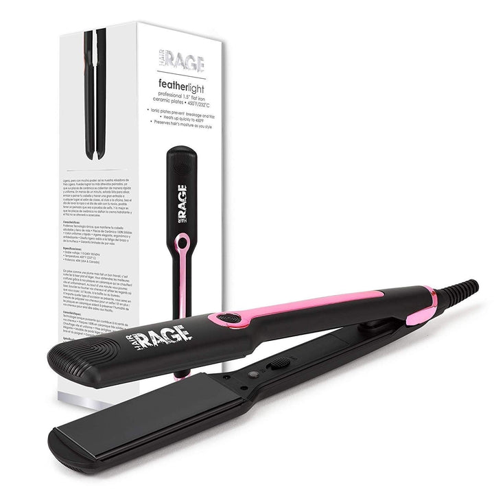 Hair Rage Flat Iron 1.5 Inch Ceramic Ionic Infrared Tourmaline Plates Black Image 4