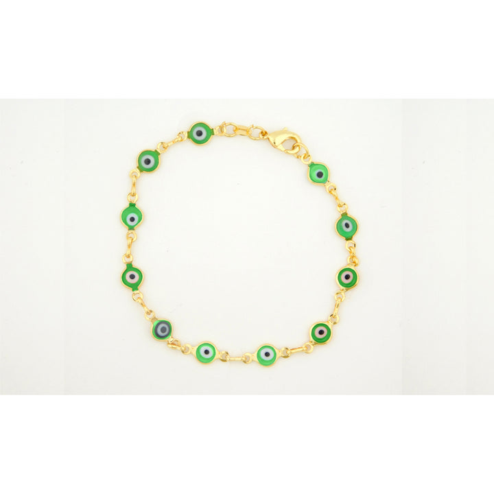 14K Gold green Evil Eye Bracelet Image 1