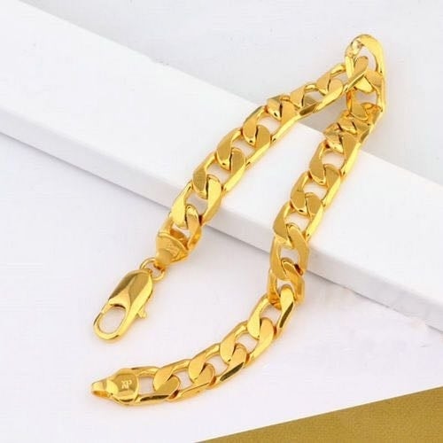 18k Gold Filled curb Link Bracelet 8 Image 1