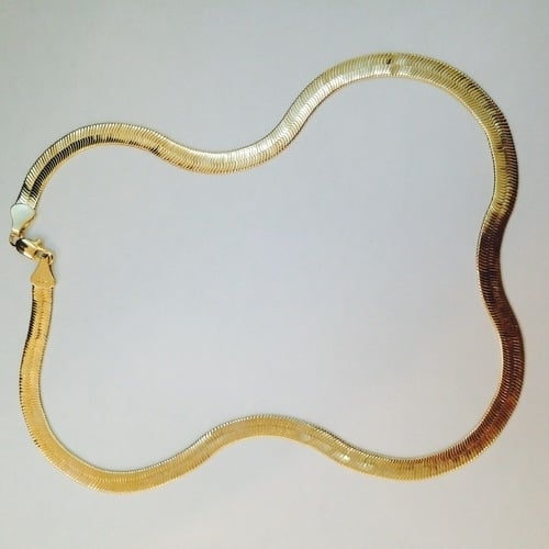 Unisex 14K Gold Herringbone Flat Necklace 20" Image 1