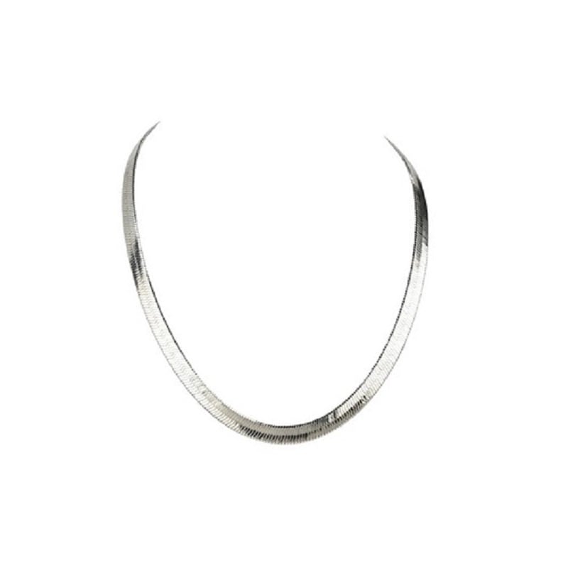 14K White Gold Filled  Herringbone Flat Chain Necklace 20" Image 1