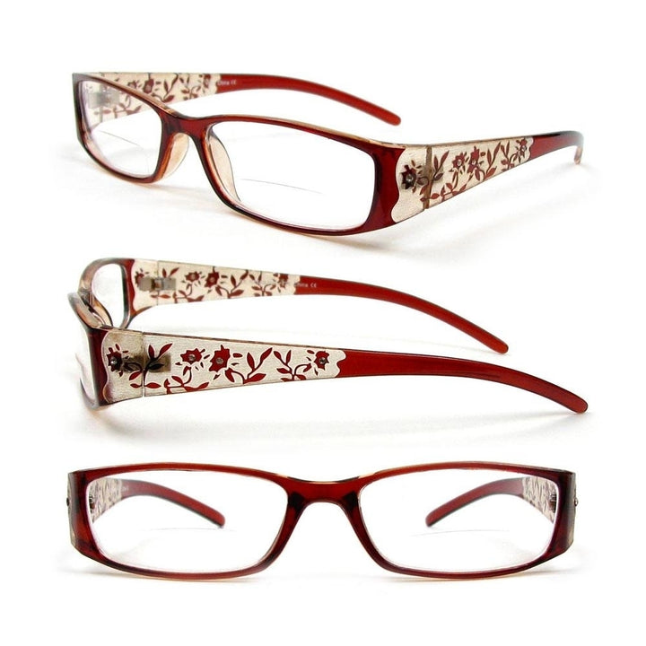 Reading Glasses Bifocal Floral Pattern Crystal Readers Image 3