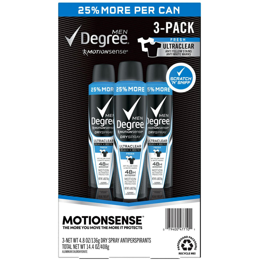 Degree for Men Antiperspirant Deodorant Dry Spray Black + White (4.8 oz. 3 pk.) Image 1