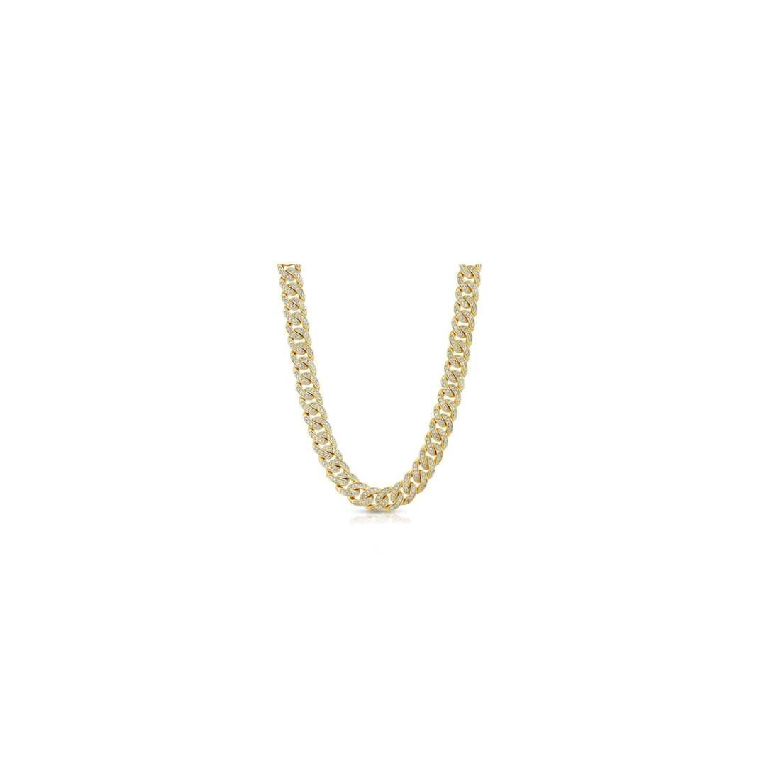 Diamond Cuban Link Micro Choker Chain (8mm)18k Yellow Gold Filled High Polish Finsh Image 2