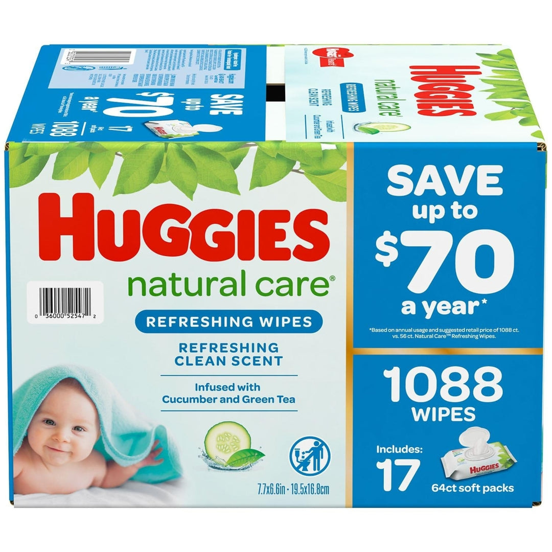 Huggies Natural Care Baby Wipe Refill Refreshing Clean (1,088 Count) Image 1