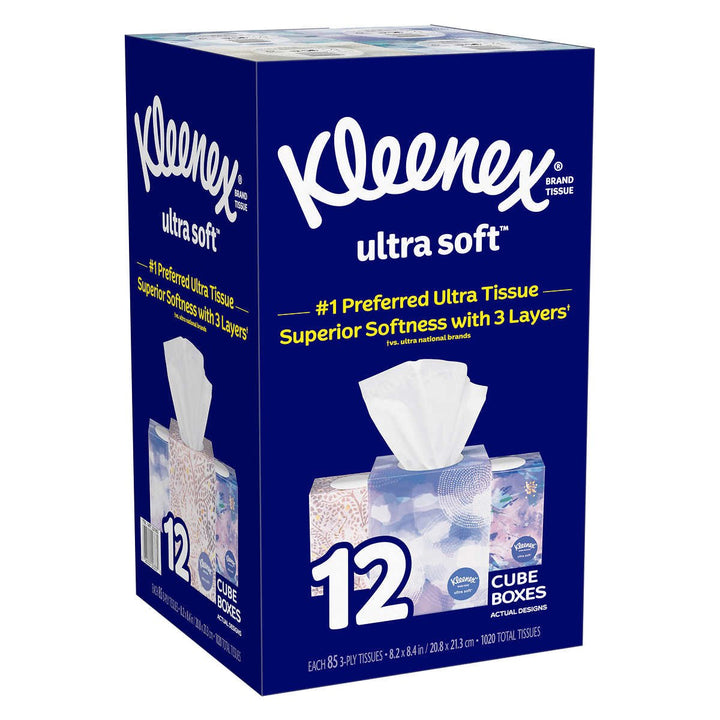 Kleenex Ultra Soft Facial Tissue 3-ply 85-count 12-pack Image 1