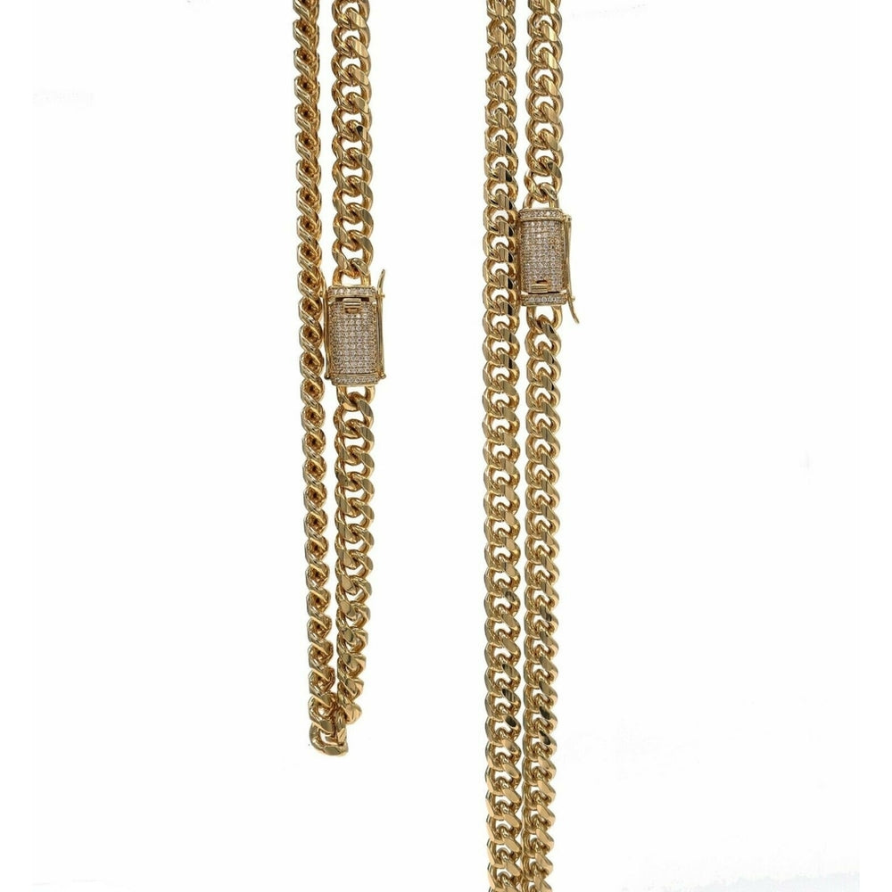 Miami Cuban Link Chain Diamond Clasp 14K Gold Filled High Polish Finsh Stainless Steel Bracelet Image 2