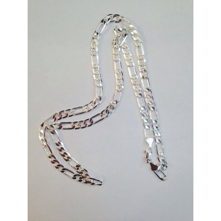 18K White Gold filled Figaro Chain Image 1