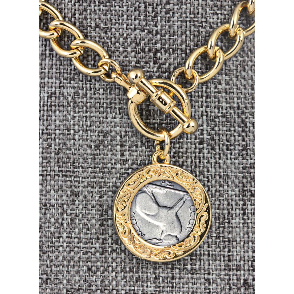 Irish Threepence Coin Goldtone Toggle Bracelet Image 2