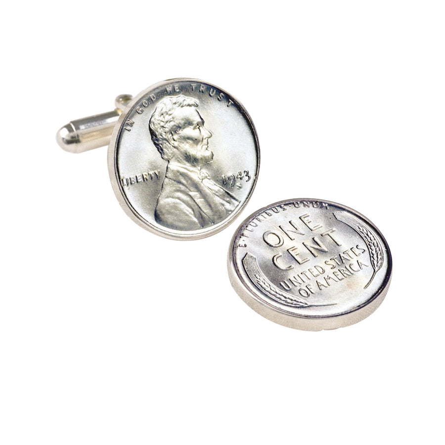 1943 Lincoln Steel Penny Coin Cuff Links Image 1